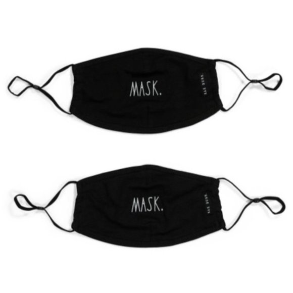 Rae Dunn Face Masks, "Mask" Design- Black, Set